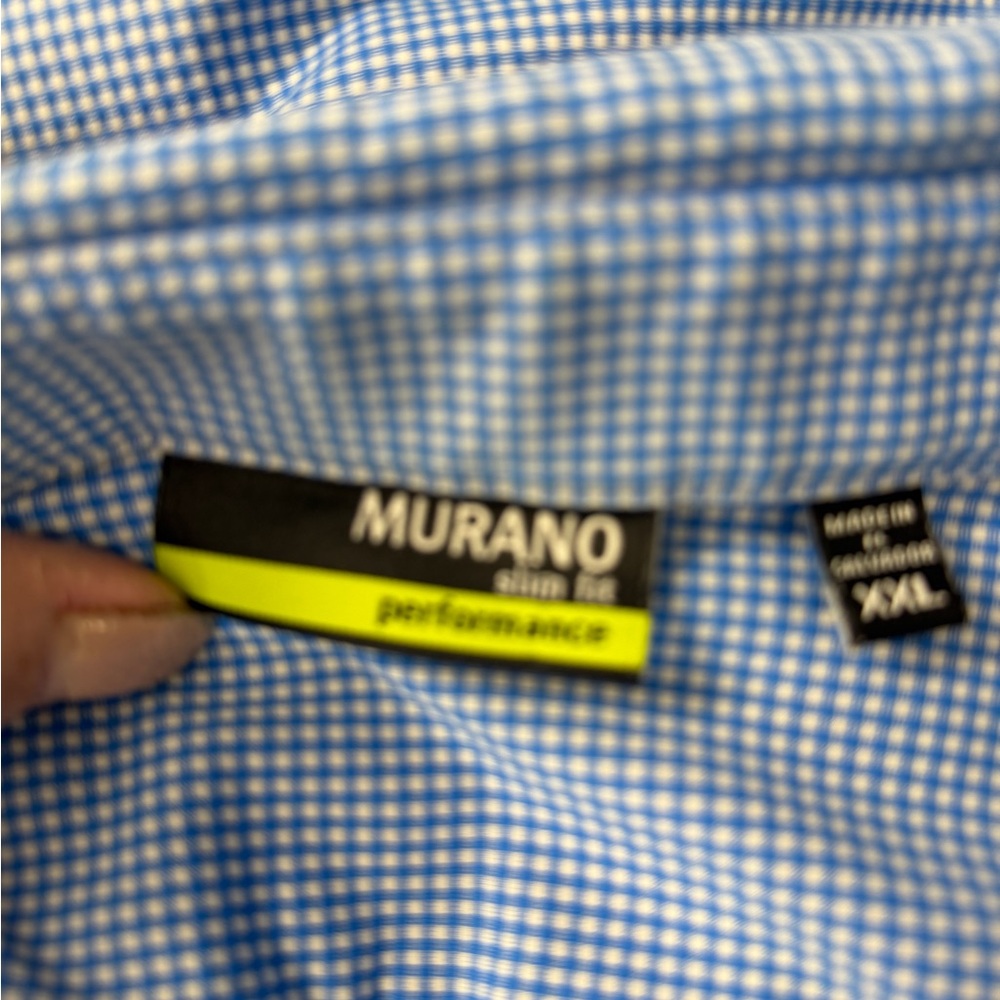 Murano Light Blue Checkered Button Down Shirt - image 5